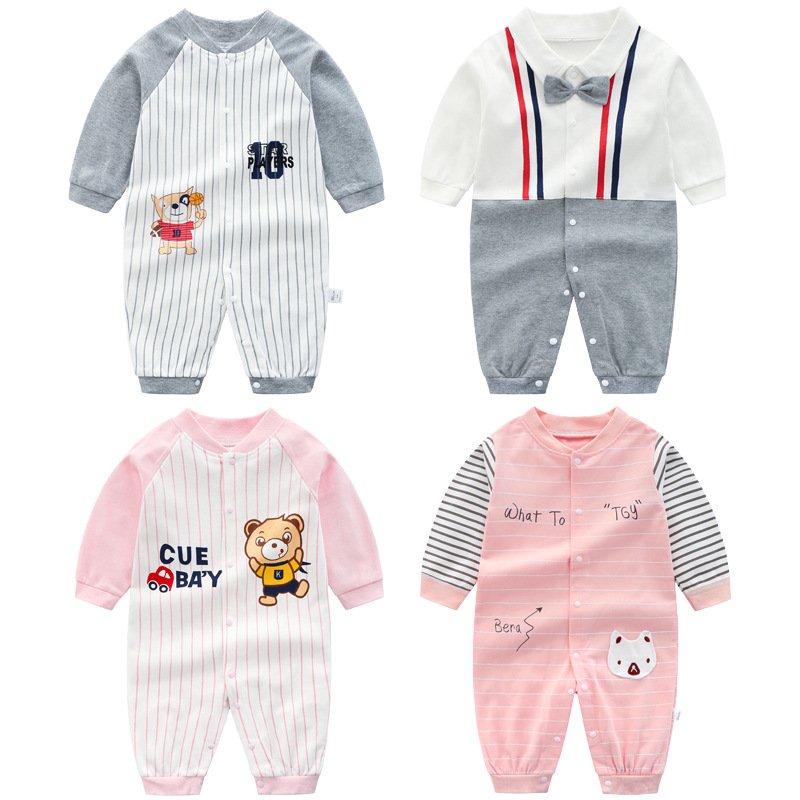 Wholesale Spring Cotton Long Sleeved Animal Jumpsuit Romper Crawling Suit For Newborn Baby Clothes