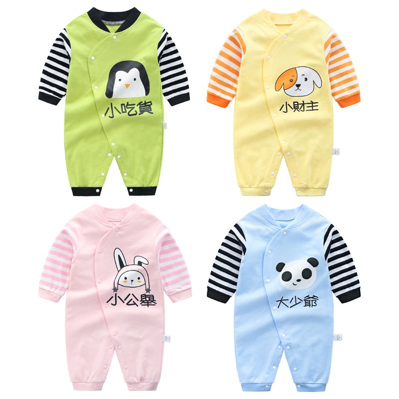 Wholesale Spring Cotton Long Sleeved Animal Jumpsuit Romper Crawling Suit For Newborn Baby Clothes