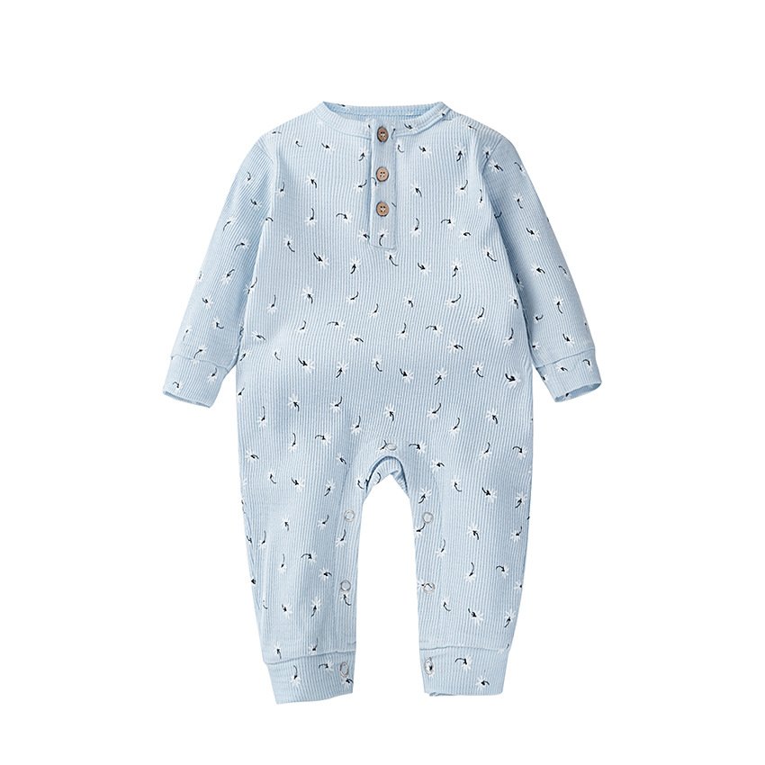 Factory Customization Overall Printing Baby Romper Waffle Infant Girl Jumpsuit Long Sleeve Waffle Baby Pajama for Baby
