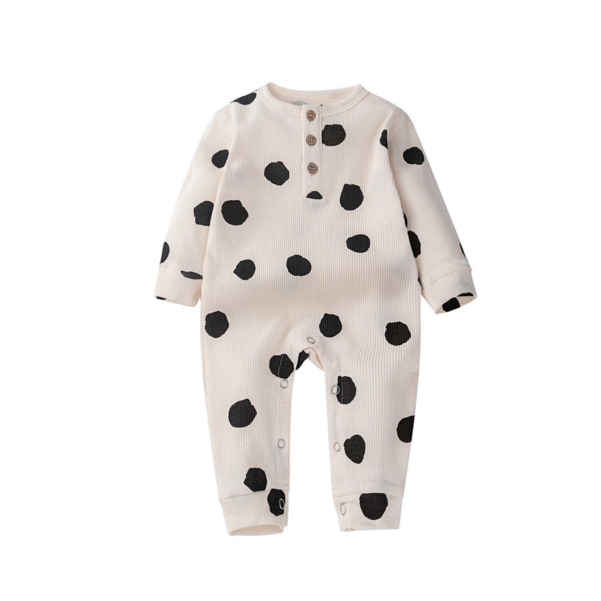 Factory Customization Overall Printing Baby Romper Waffle Infant Girl Jumpsuit Long Sleeve Waffle Baby Pajama for Baby