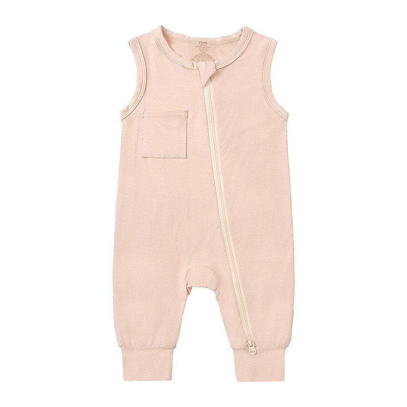 Unisex Custom Newborn Bamboo Spandex Jumpsuit Two-Way Zipper Onesie Pajamas for Boy Girl Wholesale Knitted Fabric Baby Romper