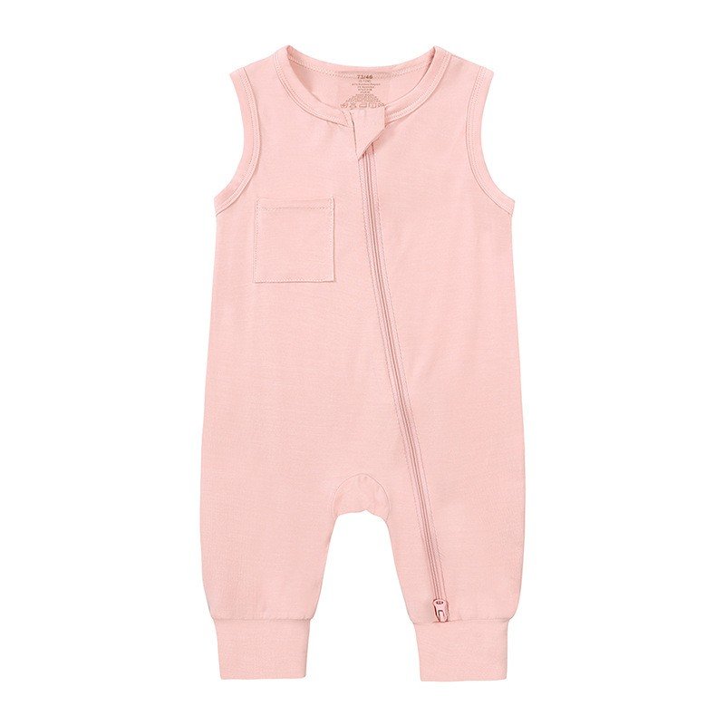 Unisex Custom Newborn Bamboo Spandex Jumpsuit Two-Way Zipper Onesie Pajamas for Boy Girl Wholesale Knitted Fabric Baby Romper