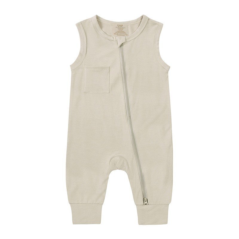 Unisex Custom Newborn Bamboo Spandex Jumpsuit Two-Way Zipper Onesie Pajamas for Boy Girl Wholesale Knitted Fabric Baby Romper