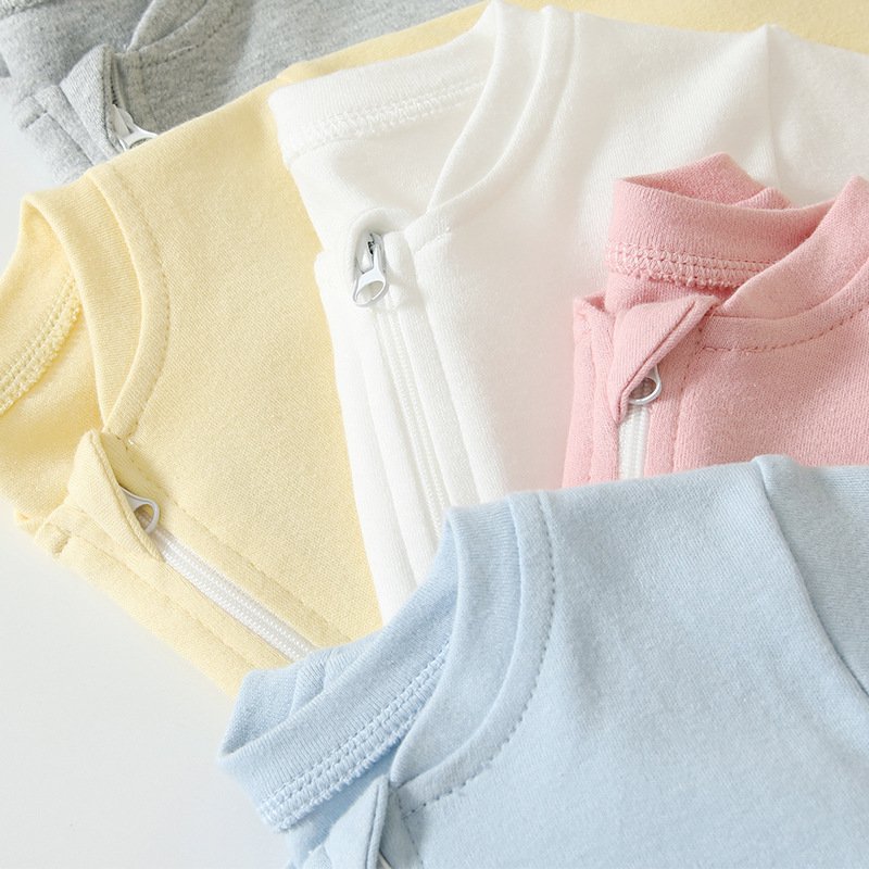 Purorigin Free Sample OEM 100% Cotton Newborn Baby Clothes Romper Baby Boys' Rompers Zipper Long-Sleeved Casual Baby Romper