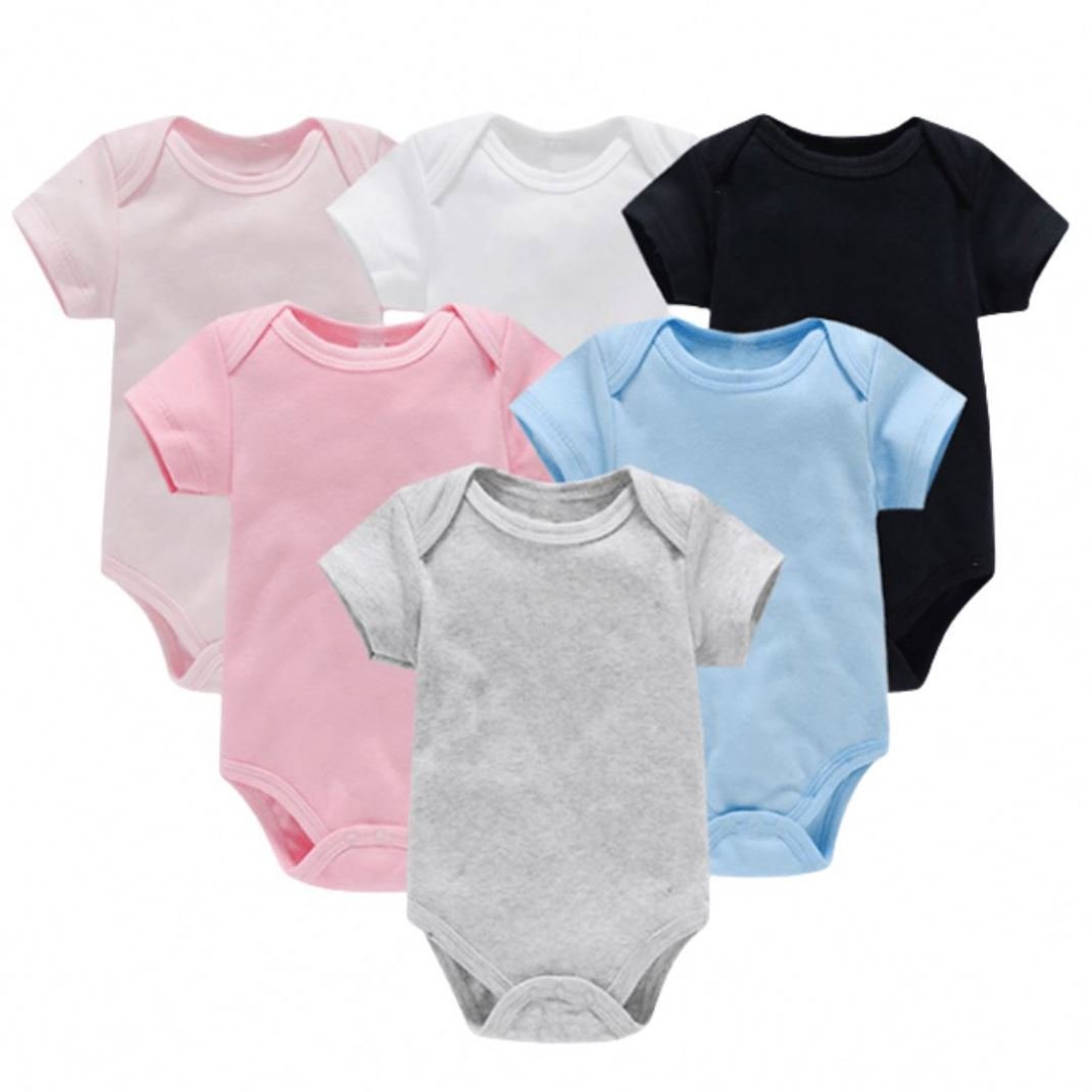 Wholesale Clothes Unisex Short Sleeves 100% Cotton Casual Mamelucos Para Bebes Newborn Infant Solid Color Summer Baby Romper