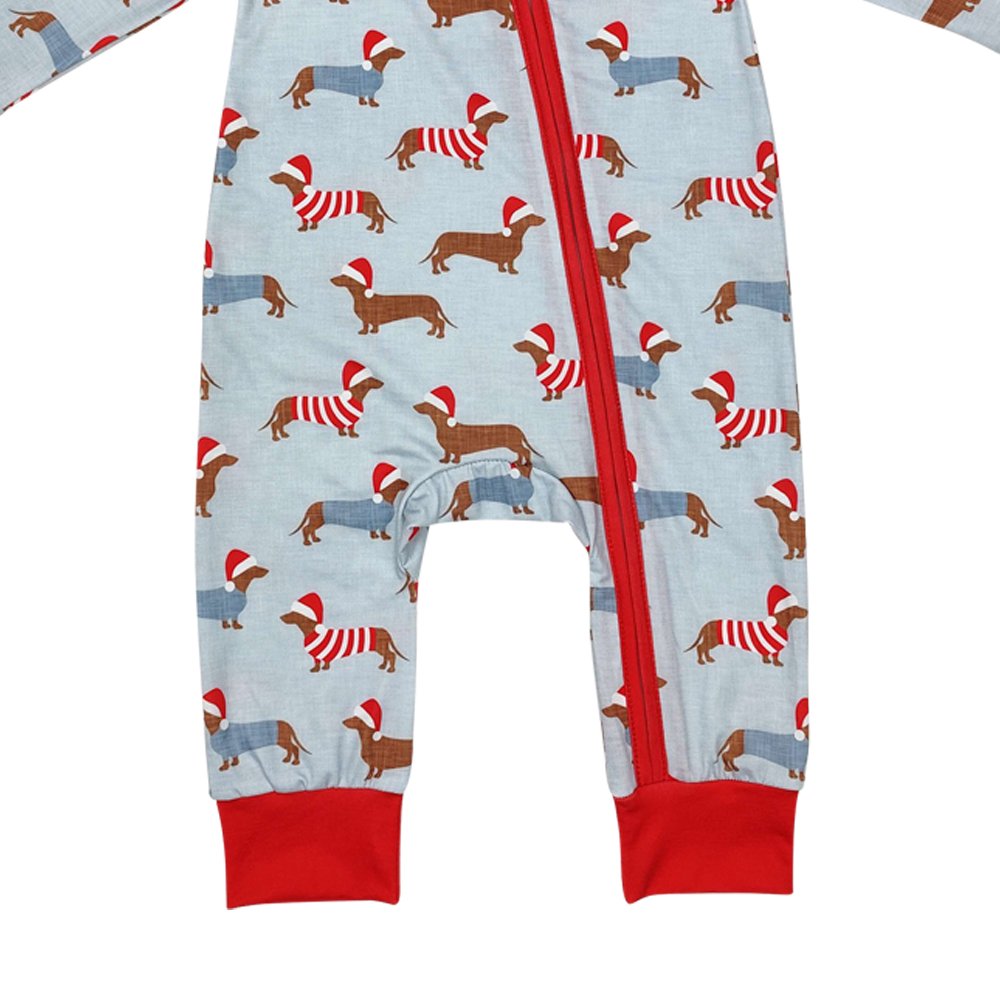 Infant baby girl Christmas dog long sleeve bamboo zip romper wholesale kids boutique clothes factory price baby romper