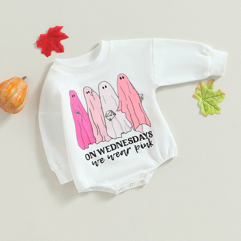 Factory Wholesale Newborn Romper Halloween Print Baby Clothes Jumpsuit Cotton Long Sleeve Rompers