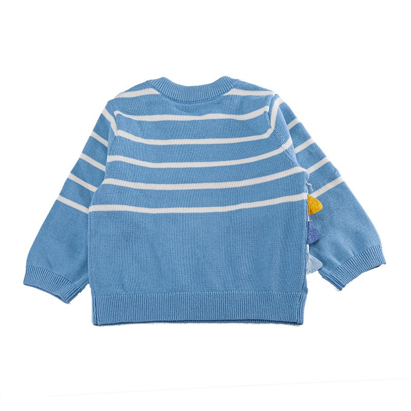 Custom OEM Serve baby boys knitted cotton sweater Crew Neck sweater cute animal embroidery striped baby boy pullover sweater