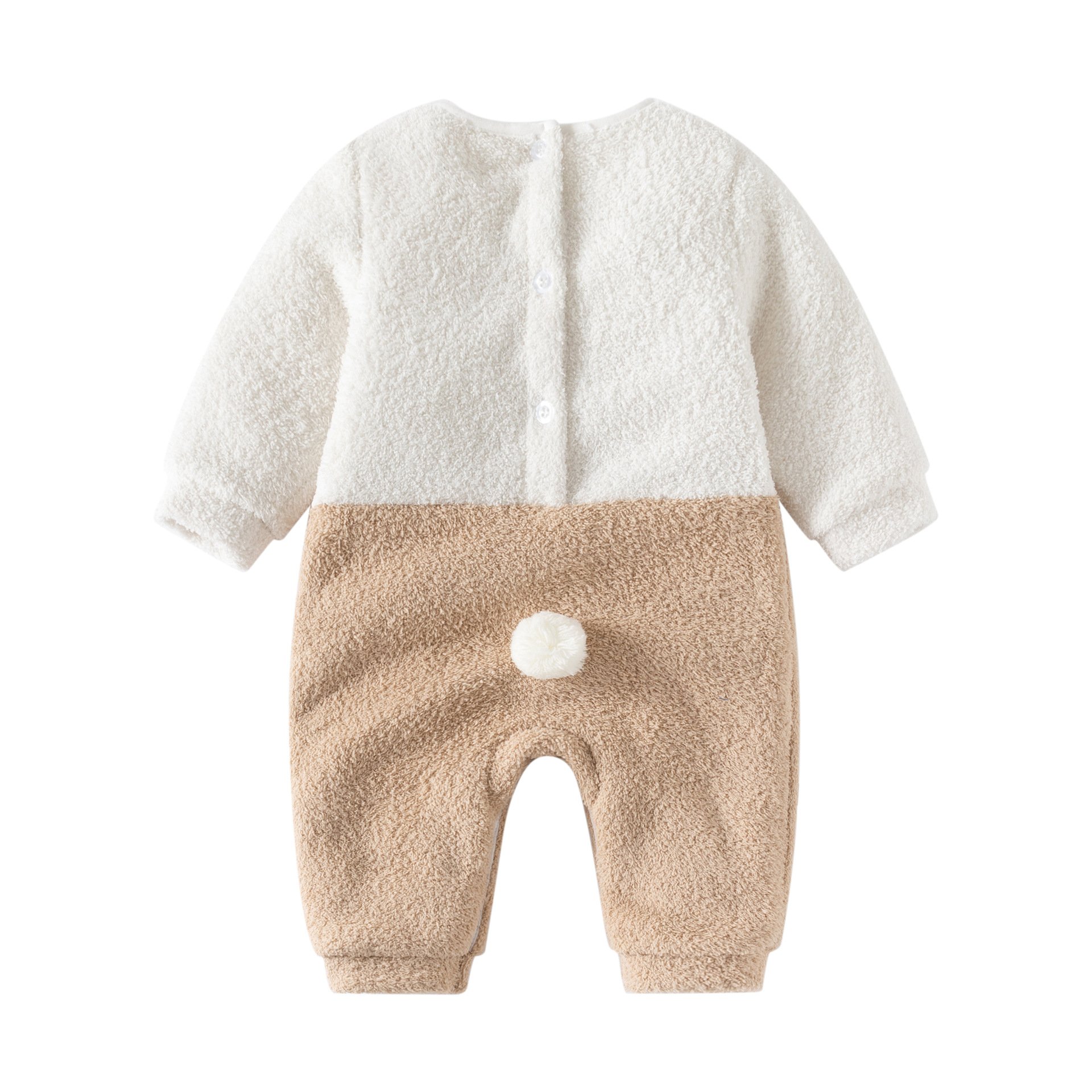 Baby Rompers 100 Cotton Autumn and Winter Plush Warm Super Cute Bear 100 Days to Send Hat Climbing Suit