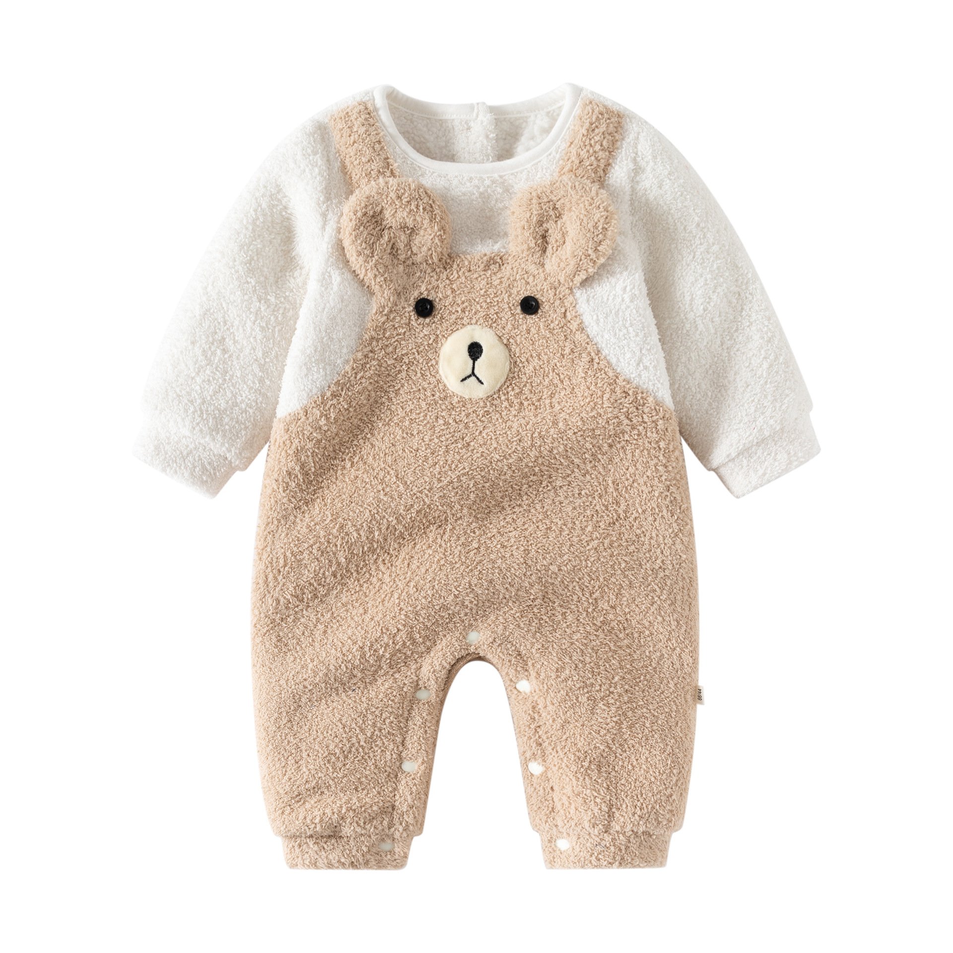 Baby Rompers 100 Cotton Autumn and Winter Plush Warm Super Cute Bear 100 Days to Send Hat Climbing Suit