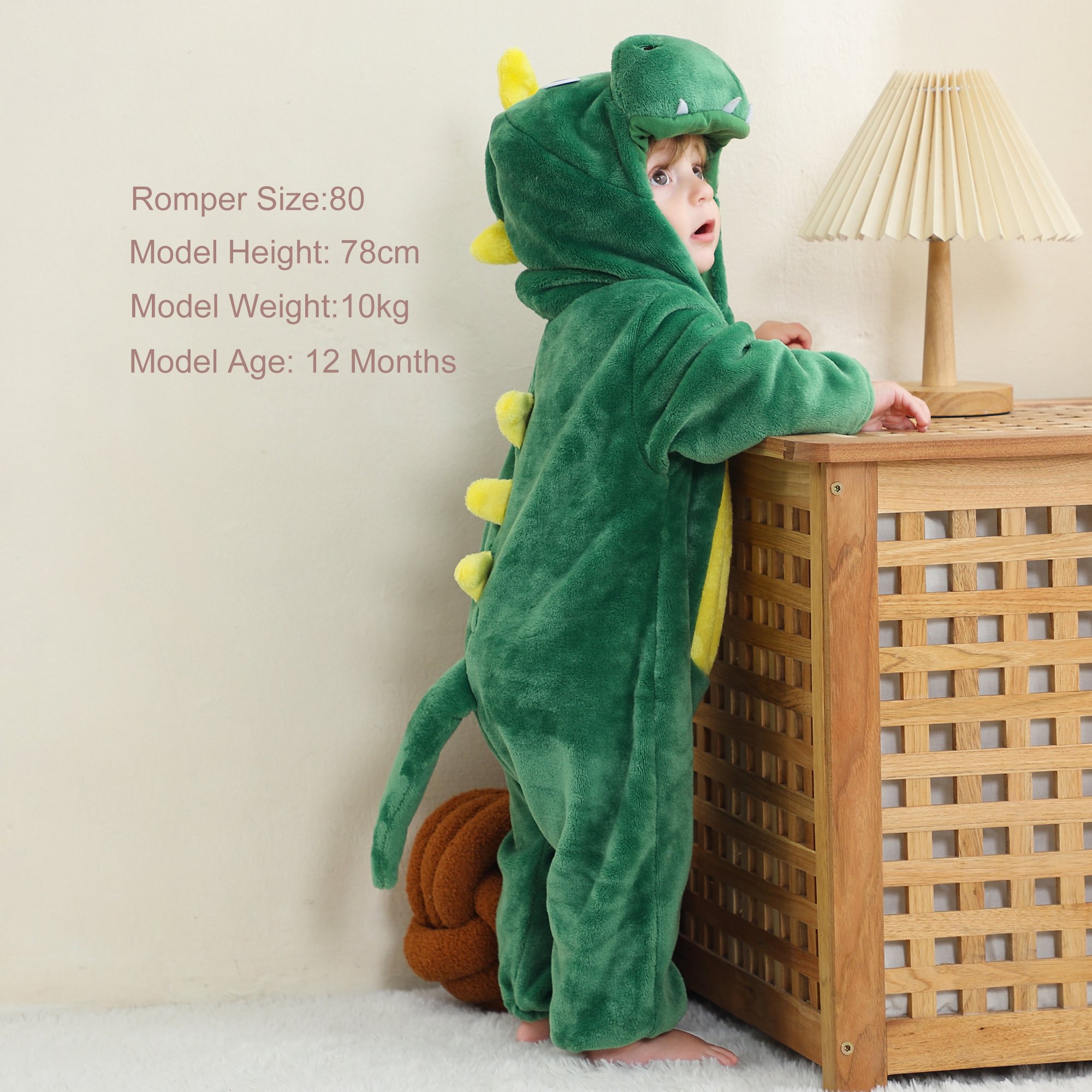 Michley wholesale halloween green dinosaur baby jumpsuit baby boys girs clothes for 0-3y winter baby rompers