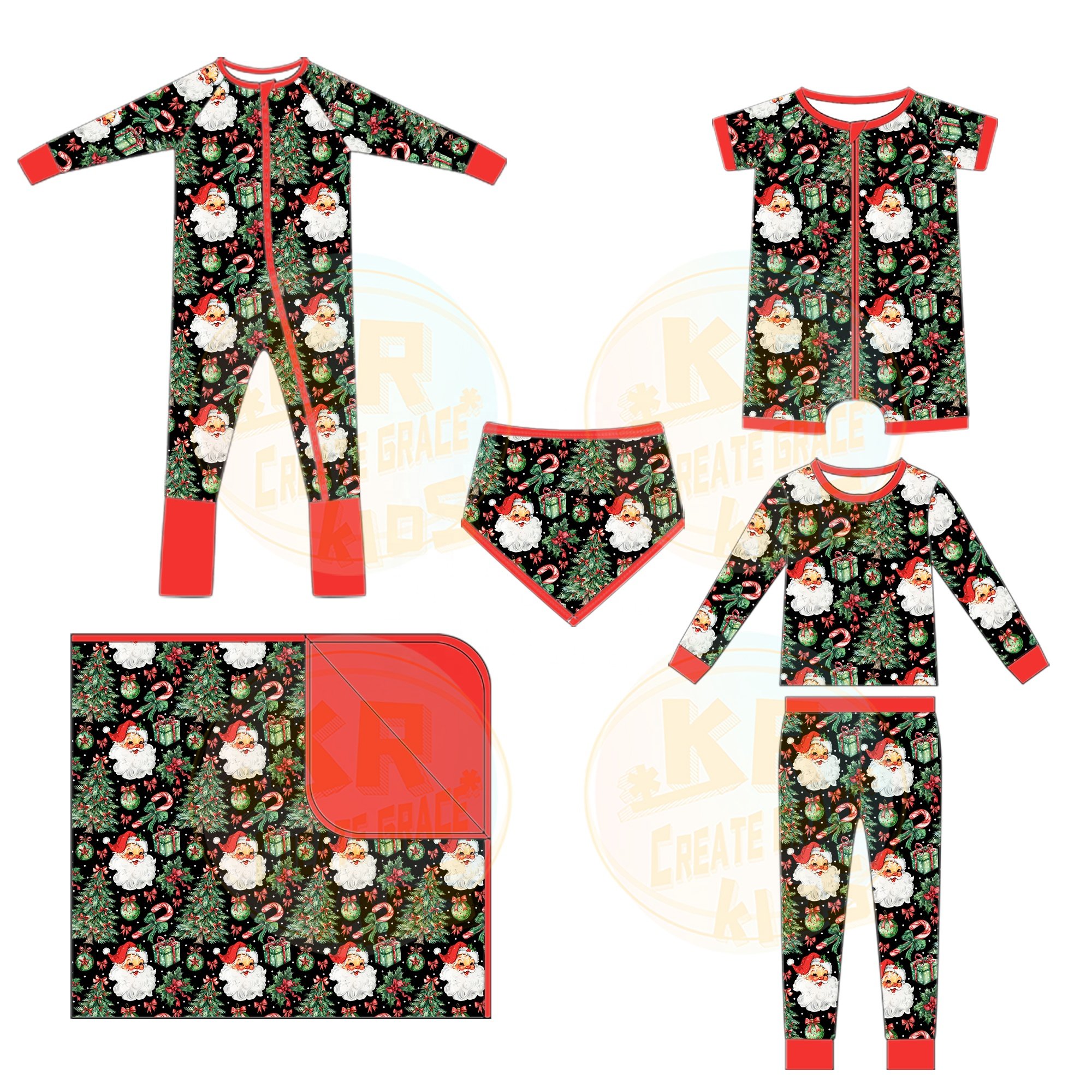 KERUI Wholesale Halloween Ghost Santa Claus Christmas Tree Bib Pajamas Set Blanket Custom Bamboo Shortie Zippy Baby Romper