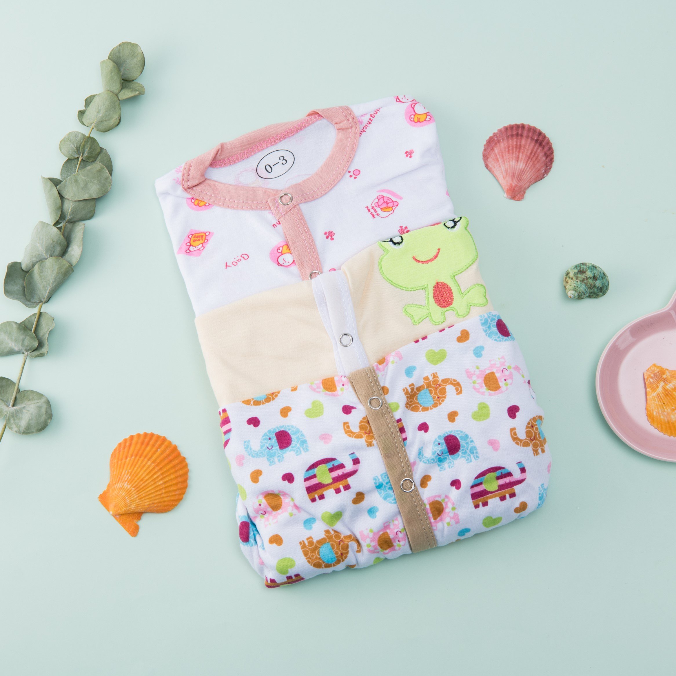 Wholesale Muslin Cute 3PCE Pack New Born Baby Gift Set Mixed Color Unisex Baby Rompers Set