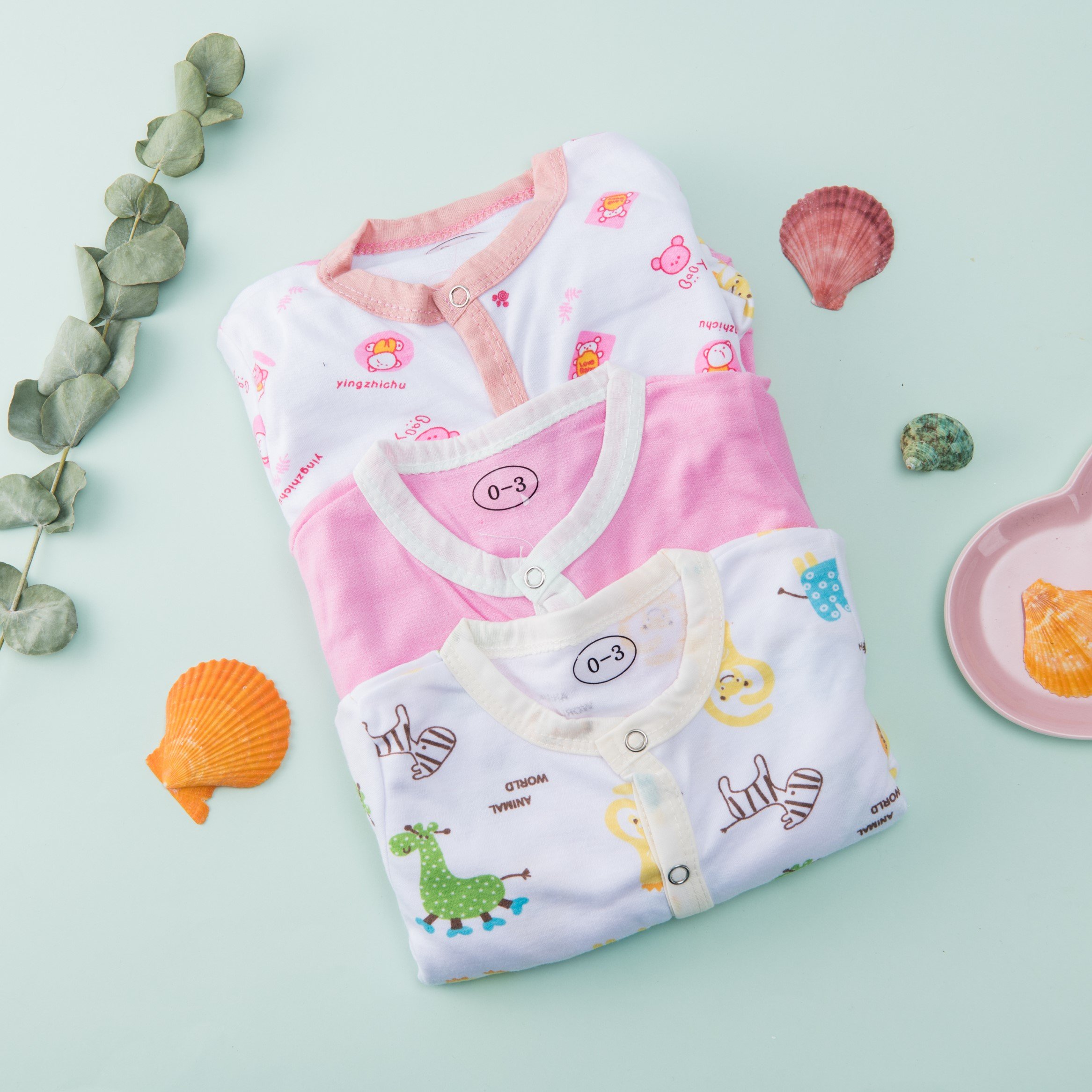 Wholesale Muslin Cute 3PCE Pack New Born Baby Gift Set Mixed Color Unisex Baby Rompers Set