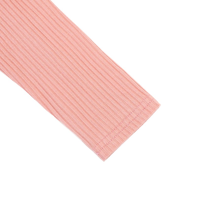 Soft plain peach color ribbed cotton newborn baby romper clothing long sleeve baby ruffle rompers toddler winter clothes