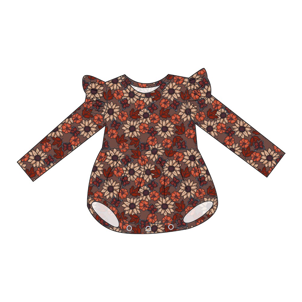 Qingli OEM Hot Sale Waffle Long Sleeve Bubble Girl Romper Ribbed Baby Romper