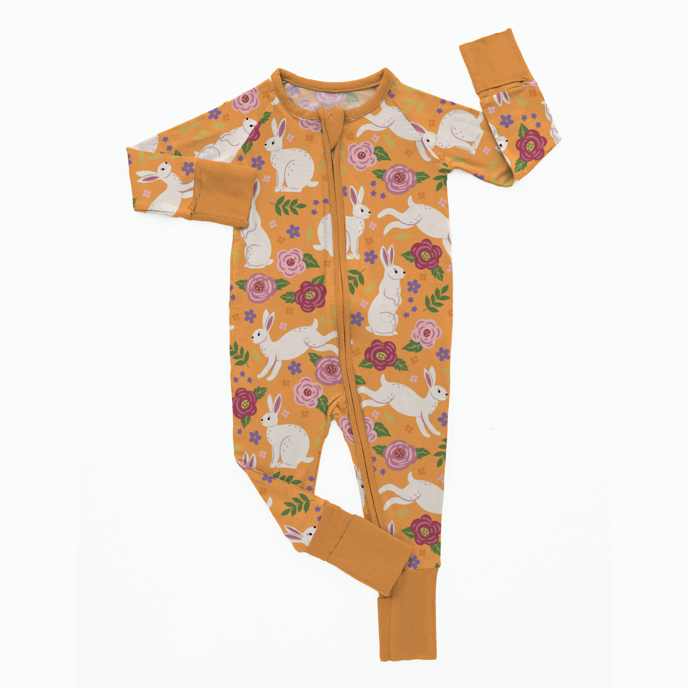 Wholesale Custom Print Bamboo Viscose Floral Pajamas Organic Double Zipper Bamboo Baby Romper Bamboo Baby Clothes