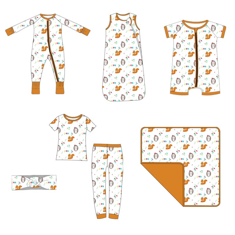 New Design Lulu Bamboo Printed One-piece Baby Long Sleeve Round Collar Design Romper 2023