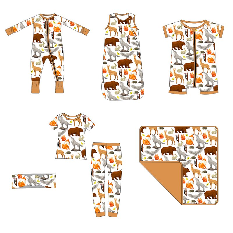 New Design Lulu Bamboo Printed One-piece Baby Long Sleeve Round Collar Design Romper 2023
