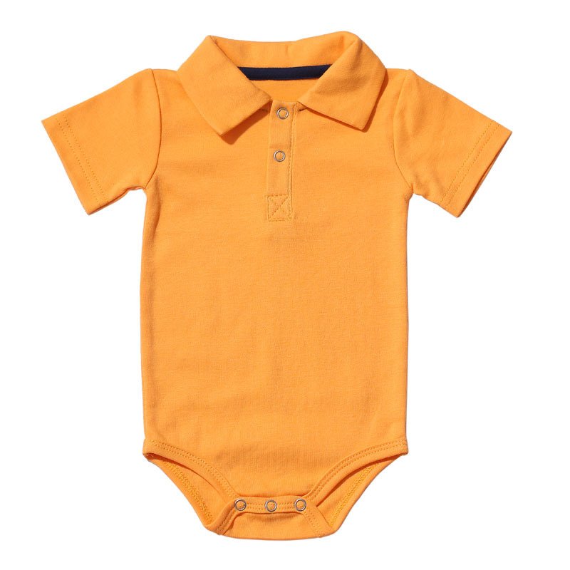 Newborn Custom Colored Blank Bodysuit 100% Cotton Polo Collar Short Sleeve Baby Girl Boy Romper