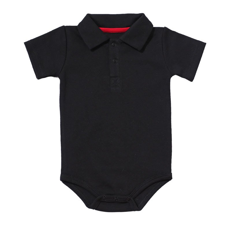 Newborn Custom Colored Blank Bodysuit 100% Cotton Polo Collar Short Sleeve Baby Girl Boy Romper