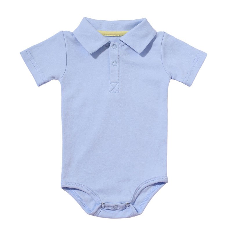 Newborn Custom Colored Blank Bodysuit 100% Cotton Polo Collar Short Sleeve Baby Girl Boy Romper