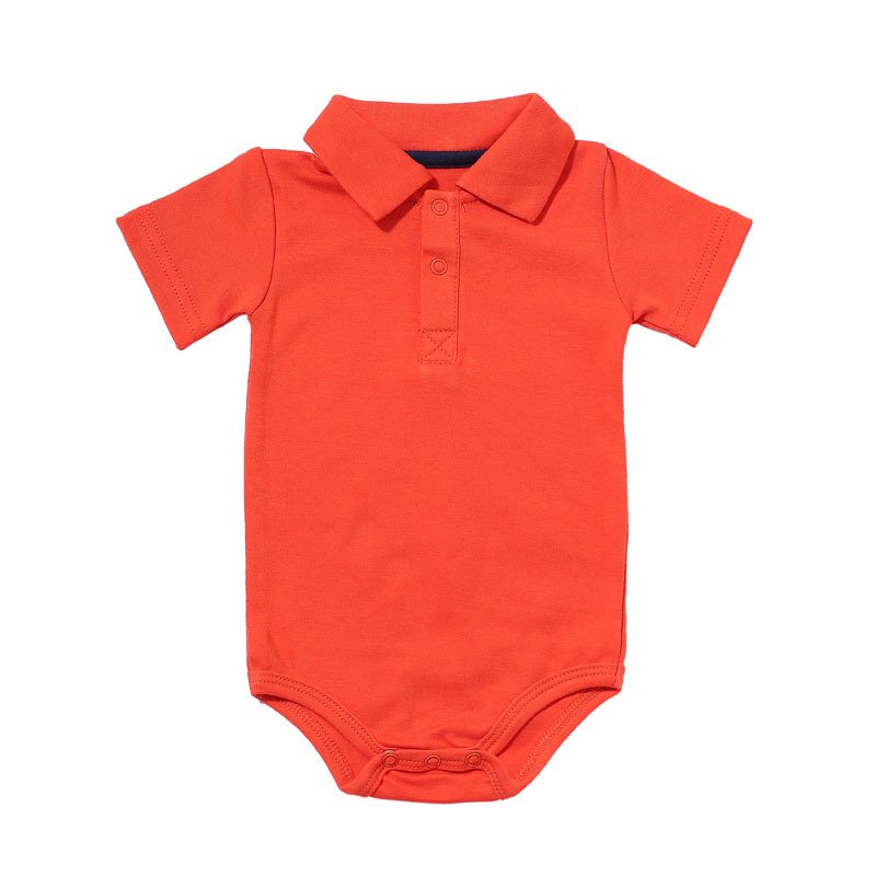 Newborn Custom Colored Blank Bodysuit 100% Cotton Polo Collar Short Sleeve Baby Girl Boy Romper