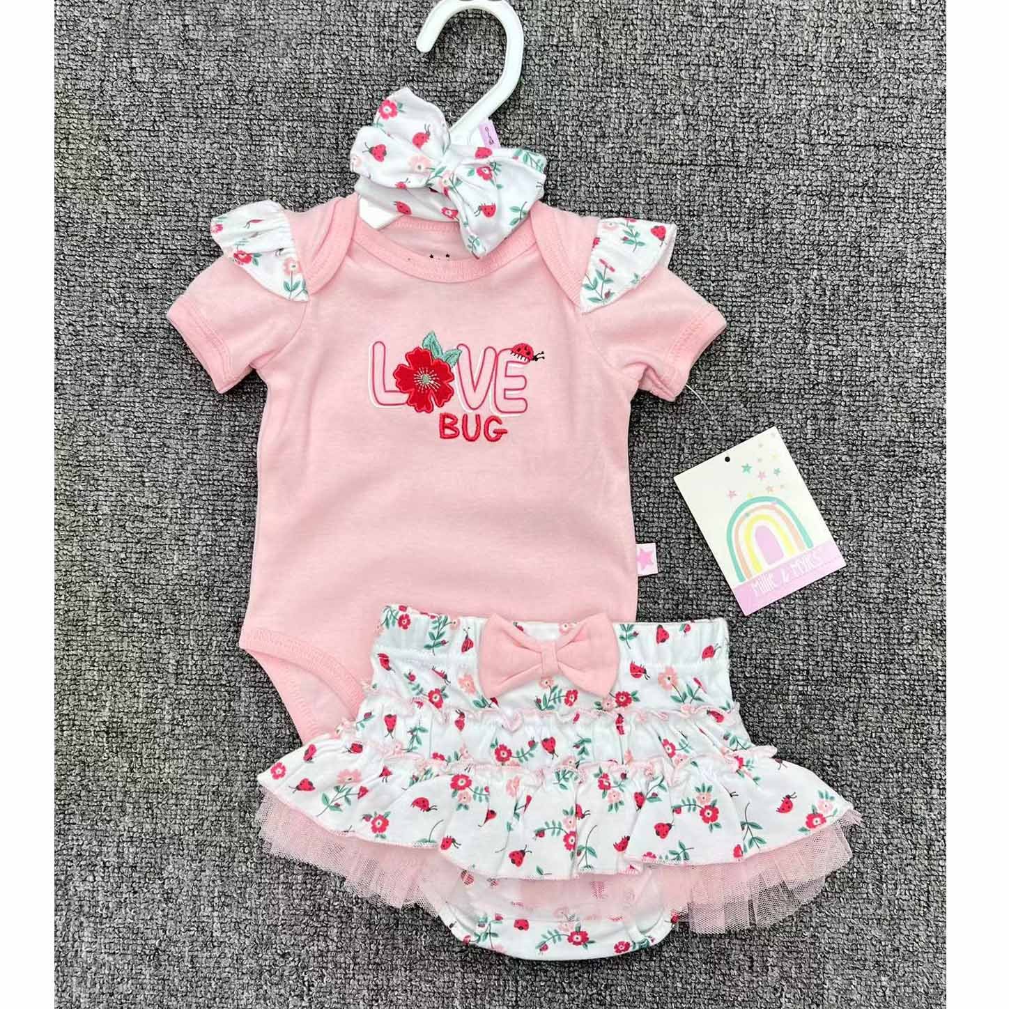 Trending Products 2024 New Arrivals 3-6-9M Baby Girls Clothing Cute Baby Rompers Skirt Head Belt 3Pcs Children's Clothing