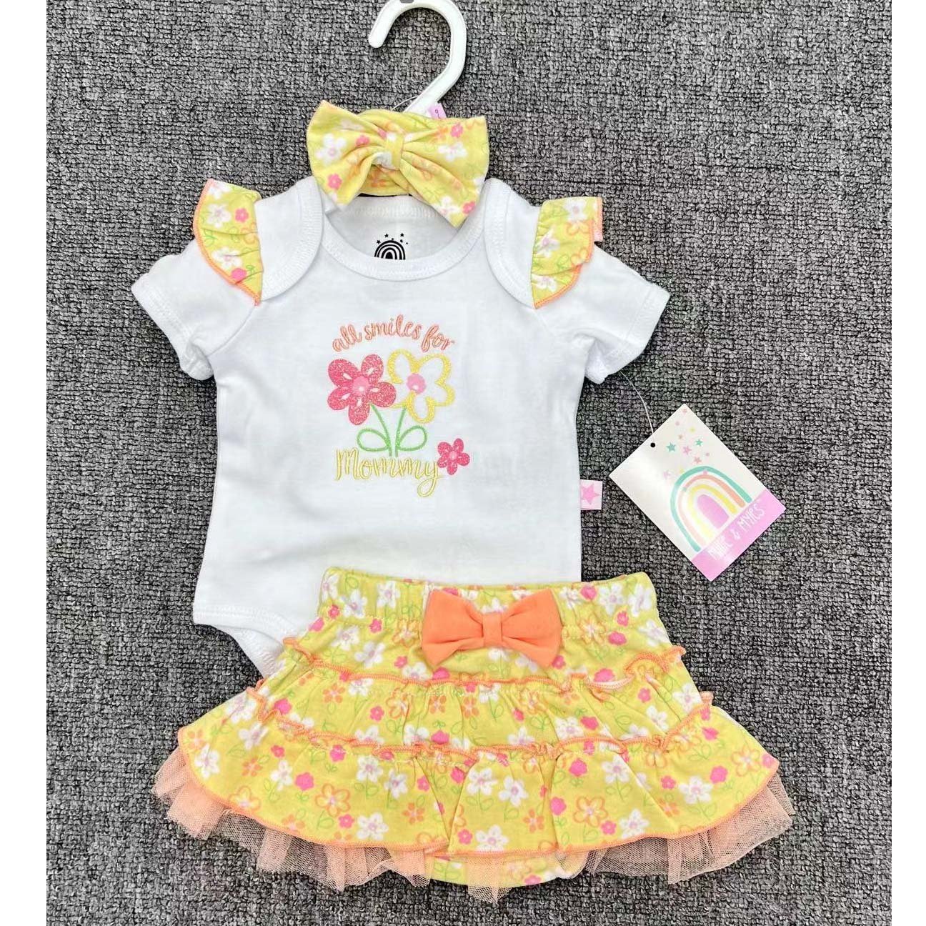 Trending Products 2024 New Arrivals 3-6-9M Baby Girls Clothing Cute Baby Rompers Skirt Head Belt 3Pcs Children's Clothing