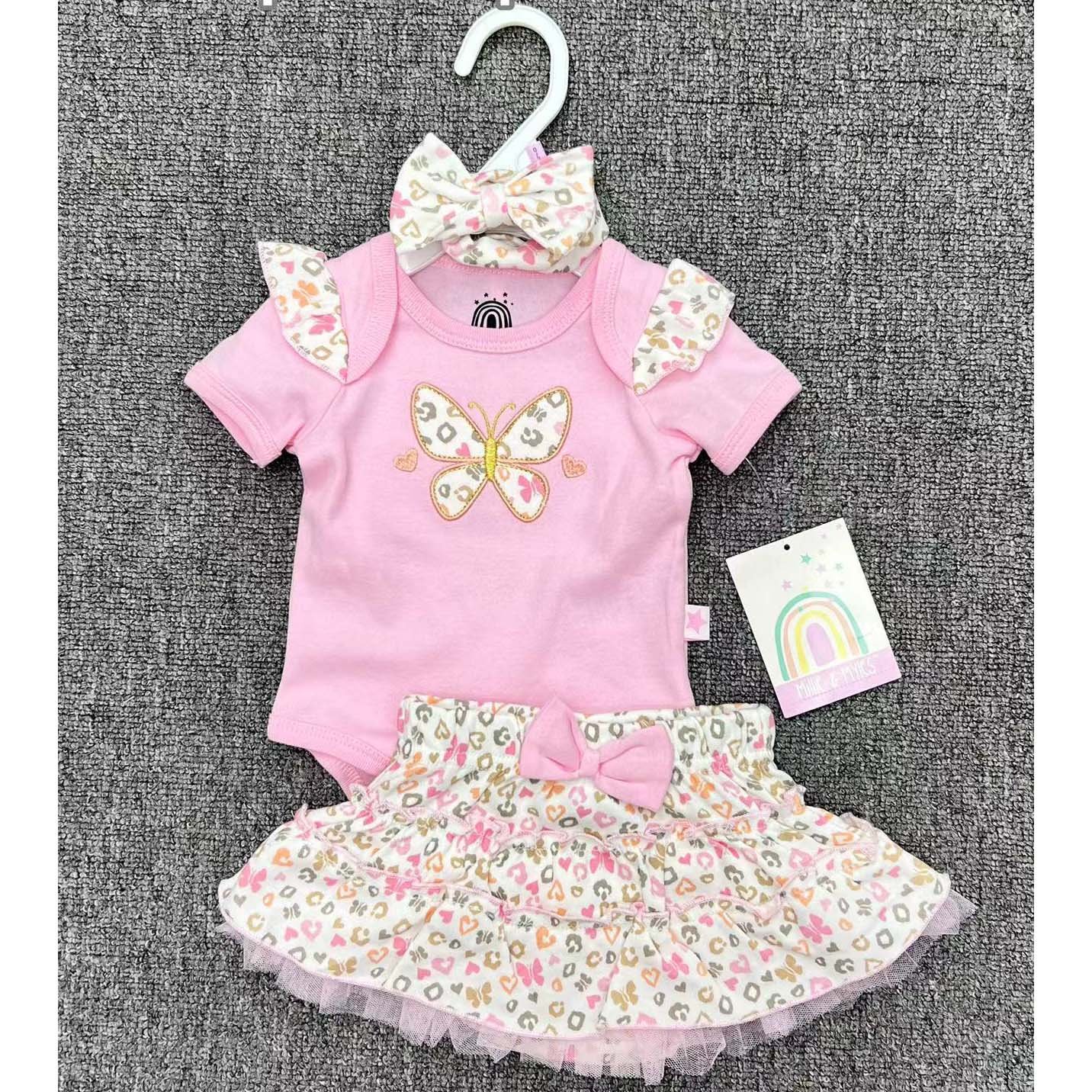 Trending Products 2024 New Arrivals 3-6-9M Baby Girls Clothing Cute Baby Rompers Skirt Head Belt 3Pcs Children's Clothing