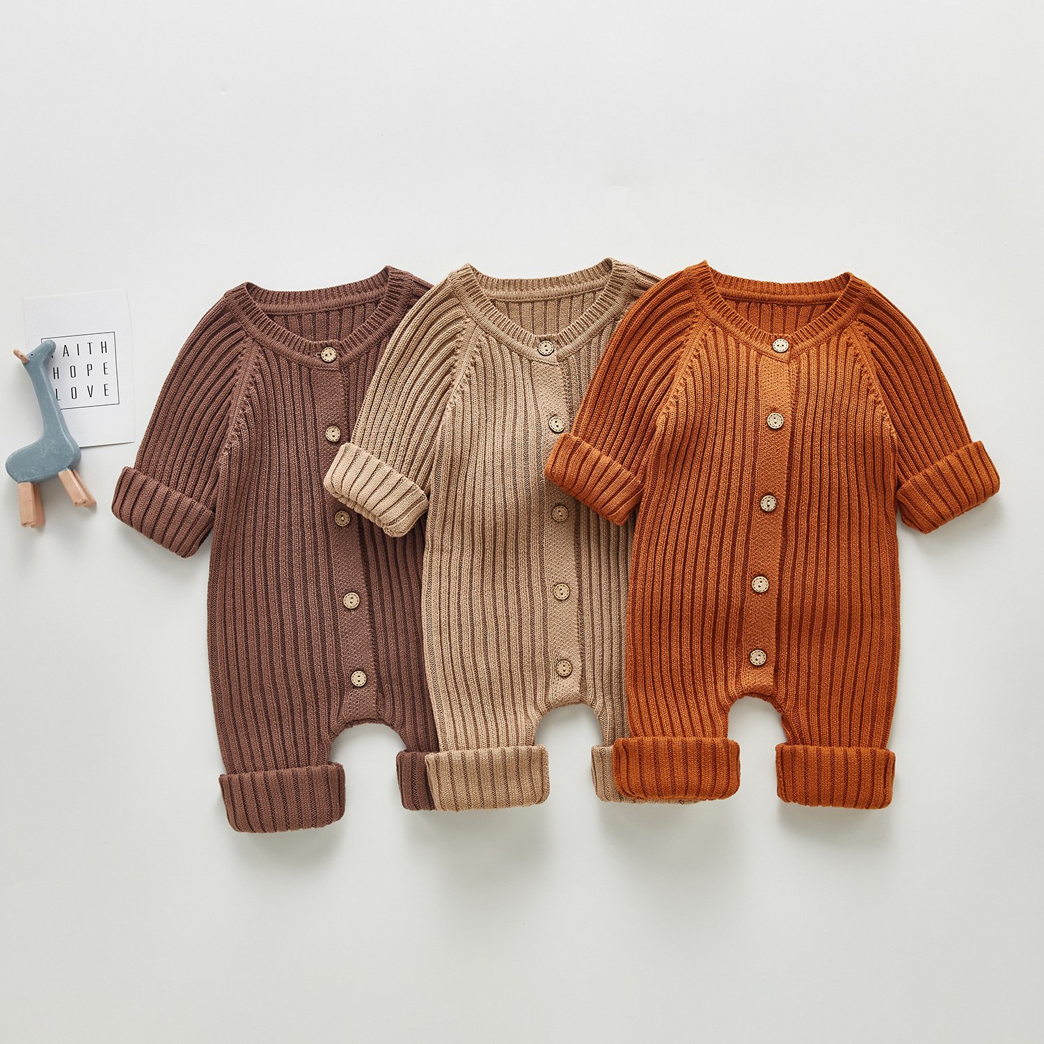 Baby autumn jumpsuit infant long sleeve button body suit rompers baby knitted jumpsuits winter