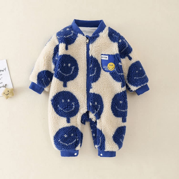 Baby Smiley Fleece Lined Warm Romper clothes