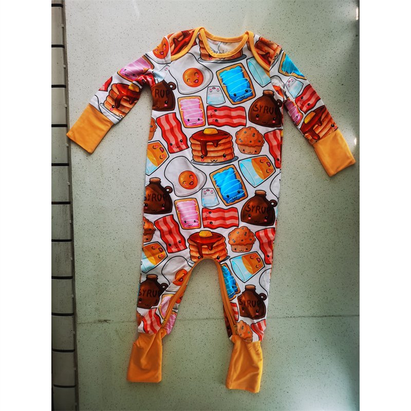 custom 95% Bamboo 5% spandex Crescent Zippy baby romper clothes onesies clothing manufacturers custom bamboo zipper pajamas