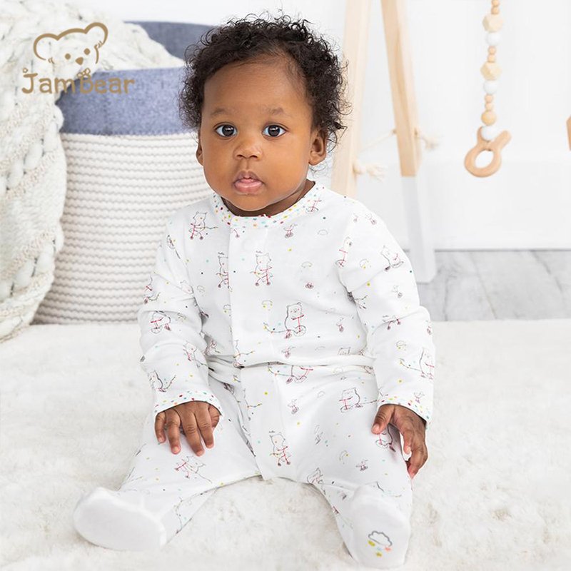Print Magnetic Bamboo Footie sleepsuits baby clothes Organic Baby Onsie Magnetic Bamboo Cotton Infant romper bamboo sleepers