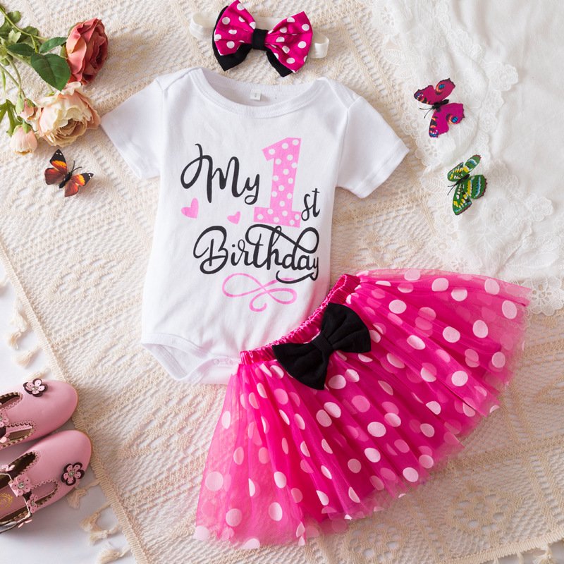 2024 newborn 1st birthday party clothes set baby girl romper tutu skirt headband 3pcs clothing sets baby party wear