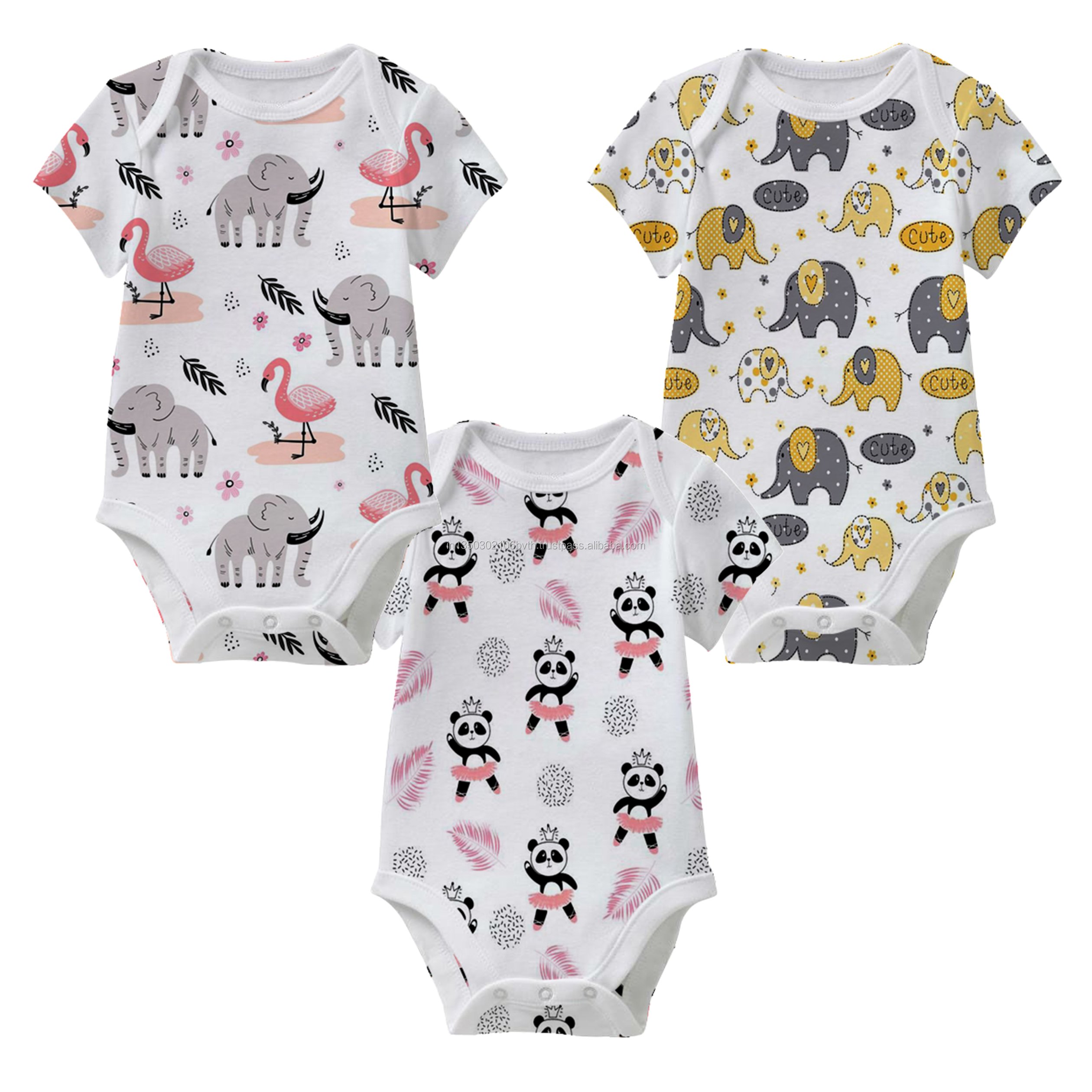 Premium Quality Lowest Price Unisex Baby Romper 100% Cotton Knitted Fabric Custom Print Pattern Custom Size Export From India