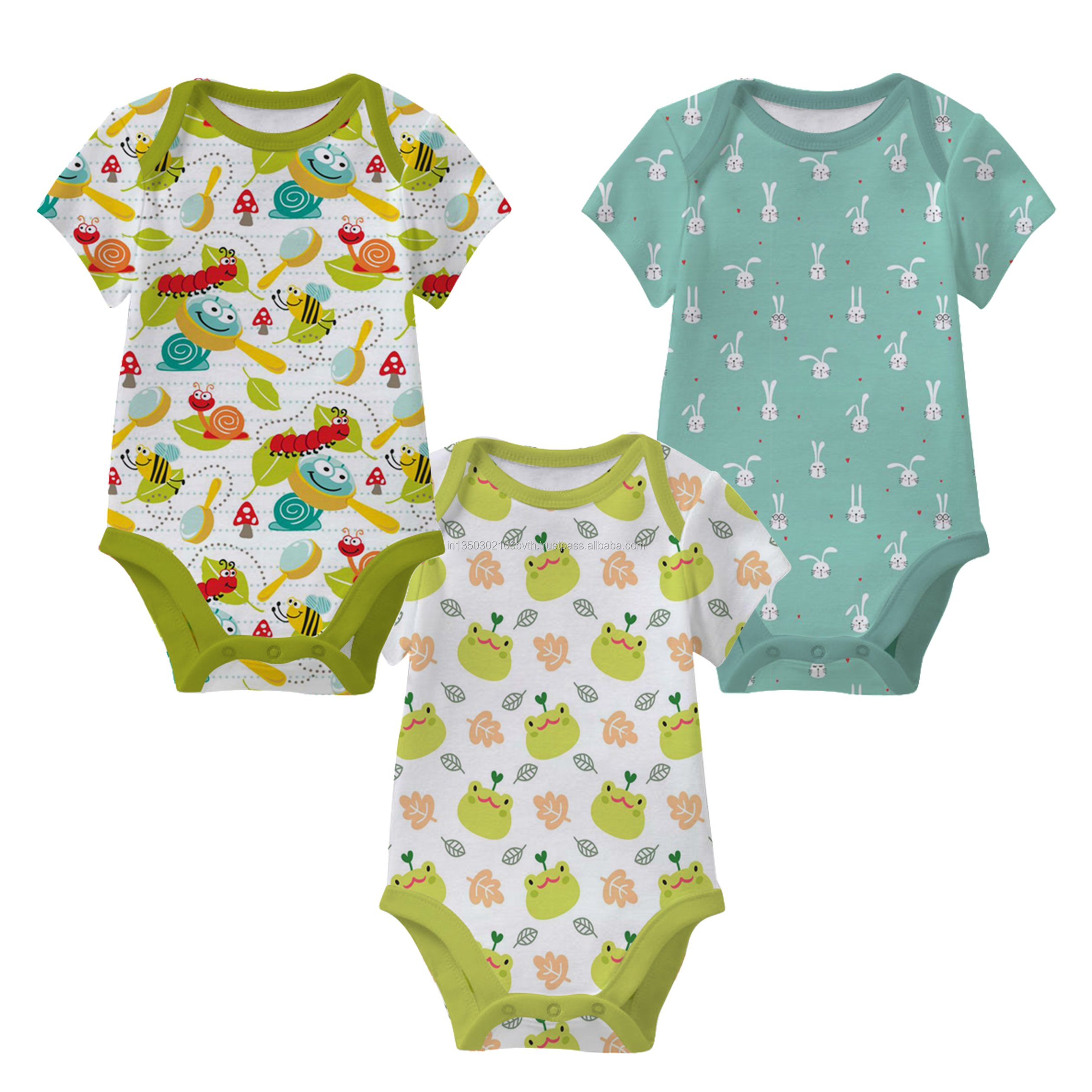 Premium Quality Lowest Price Unisex Baby Romper 100% Cotton Knitted Fabric Custom Print Pattern Custom Size Export From India