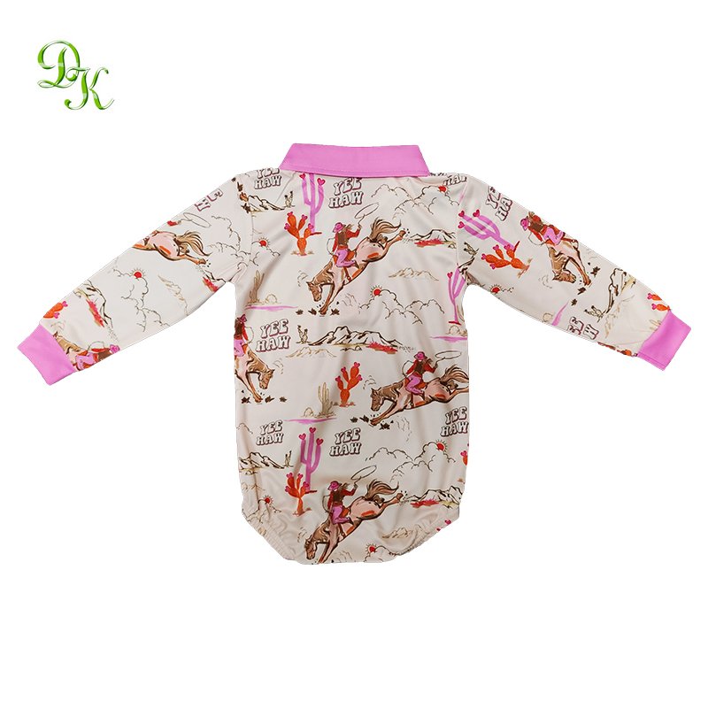 Custom design sublimation printed fish baby rompers summer long sleeve button romper onesies fish wear