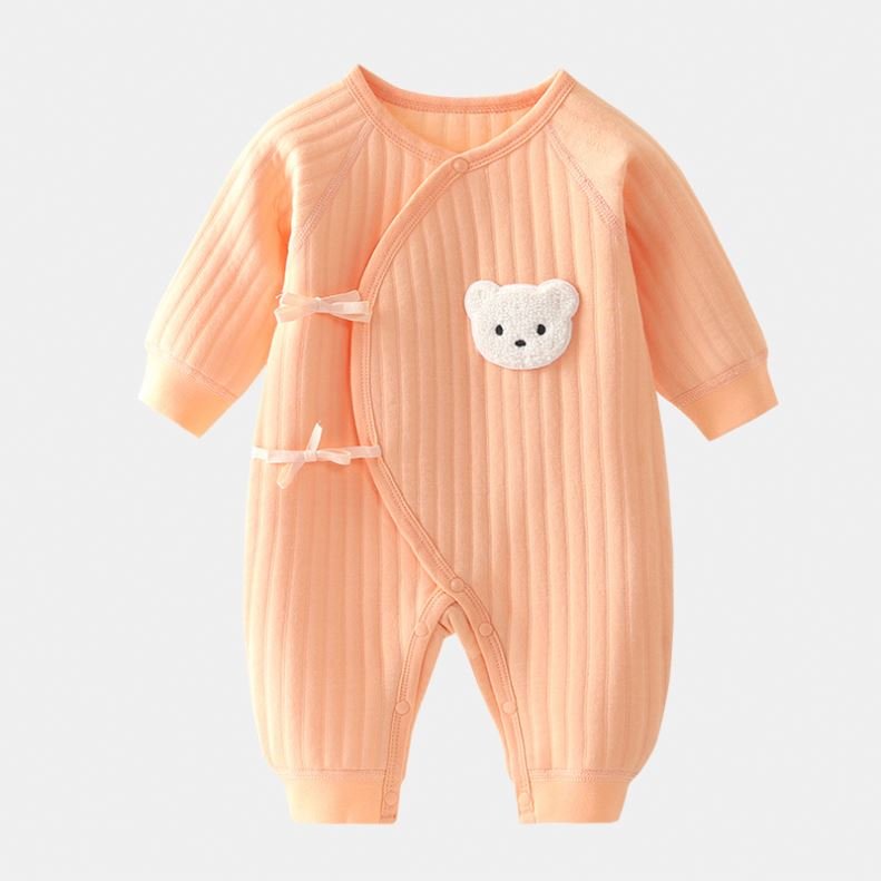 Newborn Butterfly Clothes Autumn And Three-Layer Warm New Born Jumpsuit Closed Baby Romper Winter