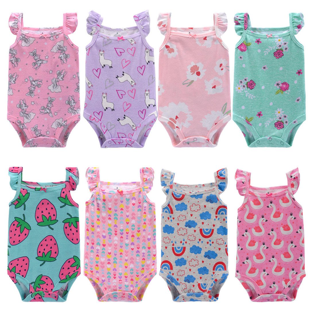 Unisex 5 Pcs Pack Baby Rompers Short Sleeve Cotton Summer Jumpsuits Onesie Newborn Bebes Boys Girls Clothing Animal Wholesale