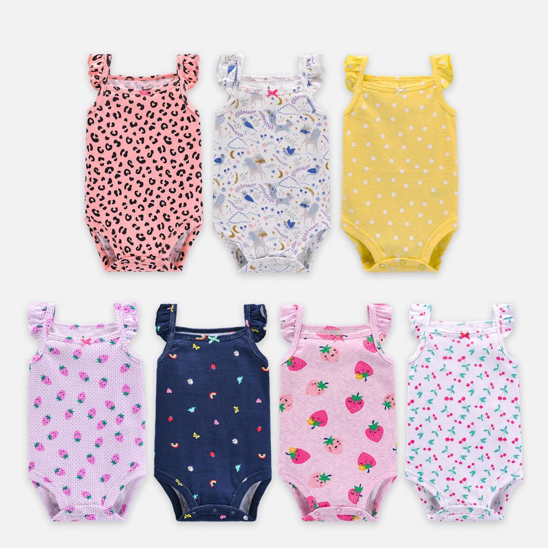 Unisex 5 Pcs Pack Baby Rompers Short Sleeve Cotton Summer Jumpsuits Onesie Newborn Bebes Boys Girls Clothing Animal Wholesale