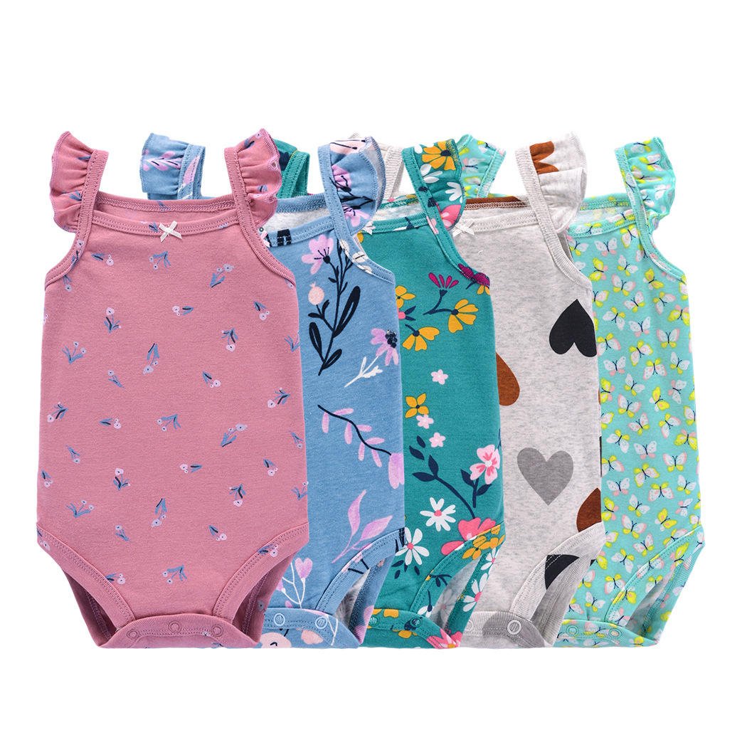 Unisex 5 Pcs Pack Baby Rompers Short Sleeve Cotton Summer Jumpsuits Onesie Newborn Bebes Boys Girls Clothing Animal Wholesale