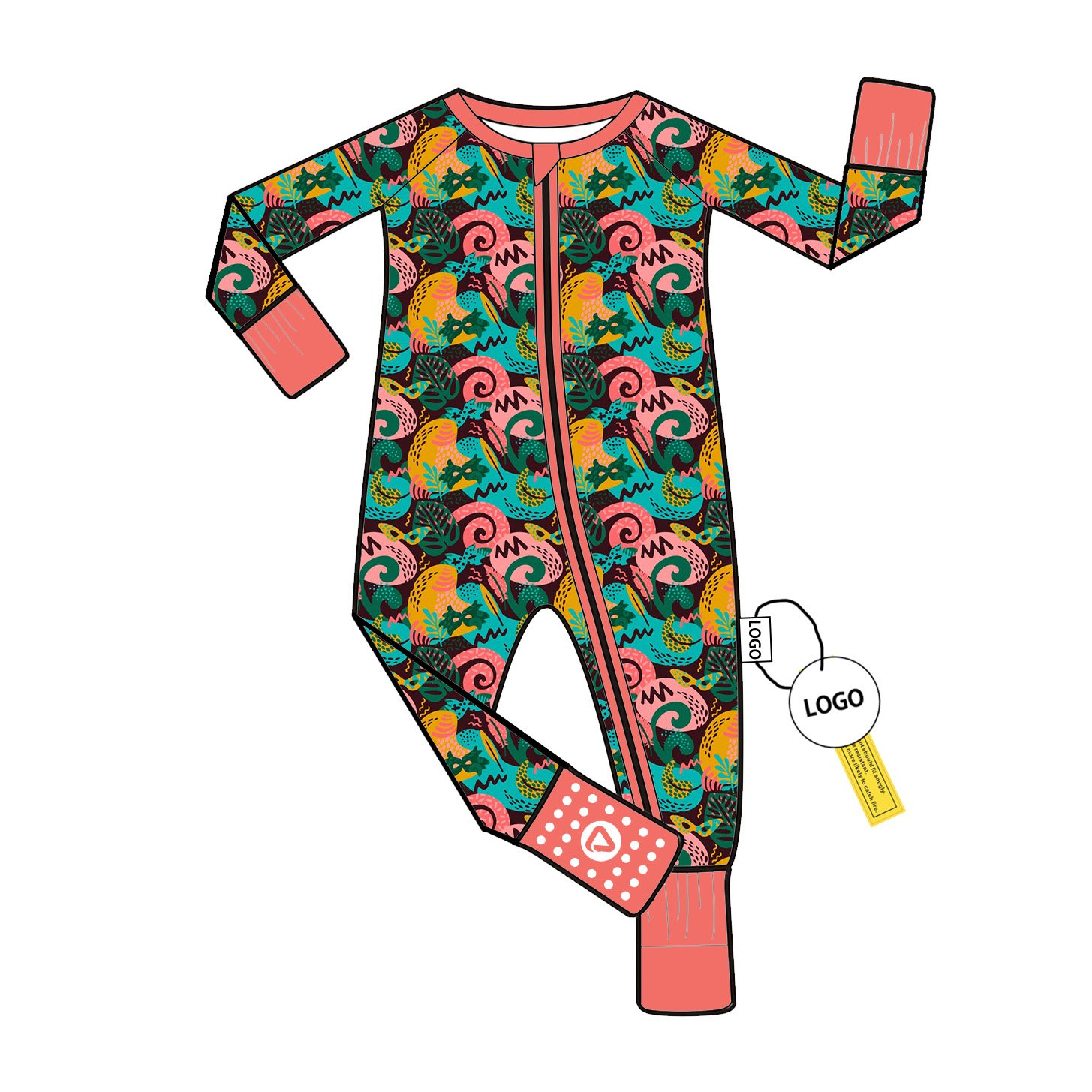 Bamboo Viscose Toddler Romper Sleepwear Zippy with Double Zipper Long Sleeve Custom Print Low MOQ Zippy