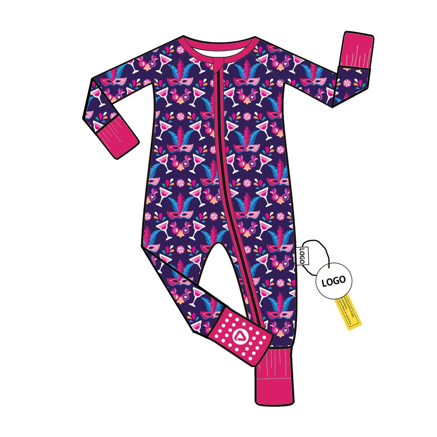 Bamboo Viscose Toddler Romper Sleepwear Zippy with Double Zipper Long Sleeve Custom Print Low MOQ Zippy