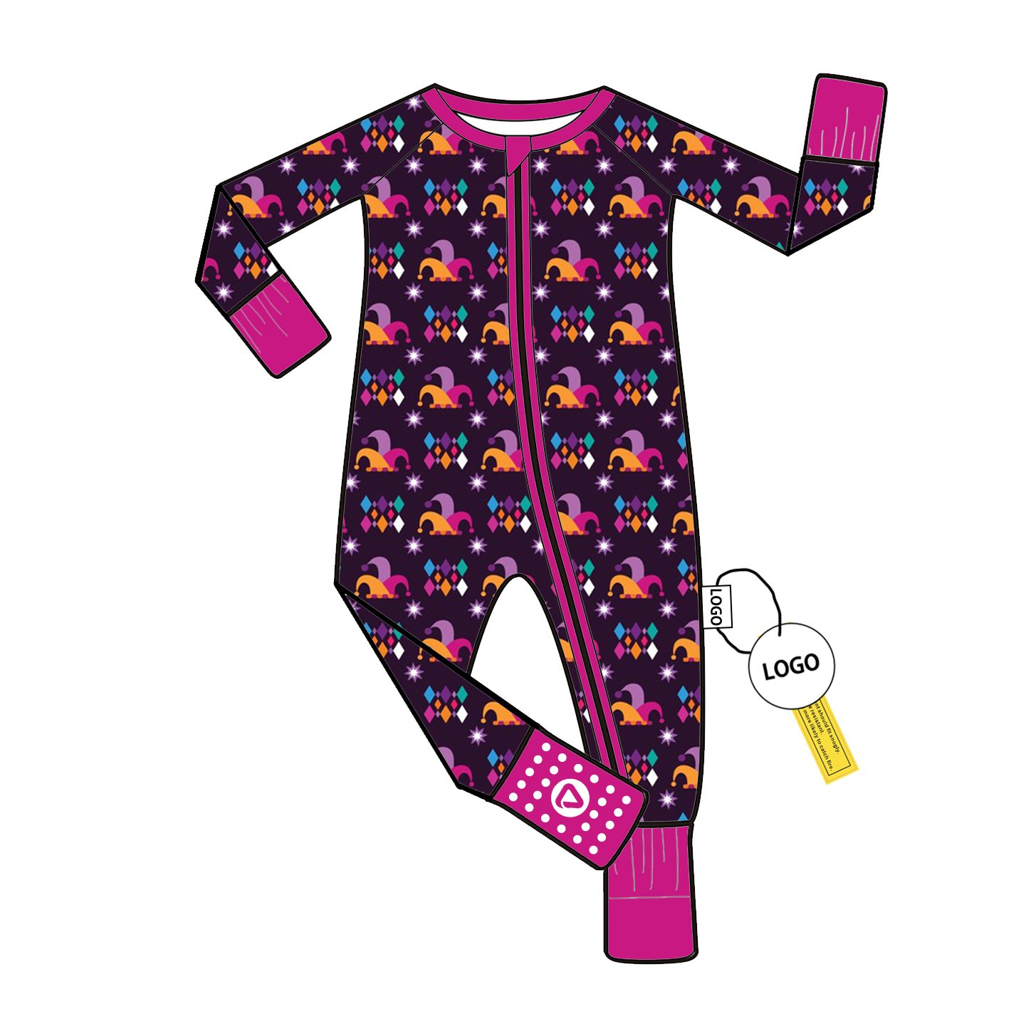 Bamboo Viscose Toddler Romper Sleepwear Zippy with Double Zipper Long Sleeve Custom Print Low MOQ Zippy