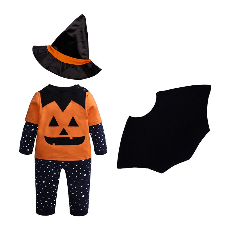 Halloween 2024 New Arrival Kid Bat Long Outfit Cotton Pants With Hat Toddler Baby 4 Piece Boutique Clothes