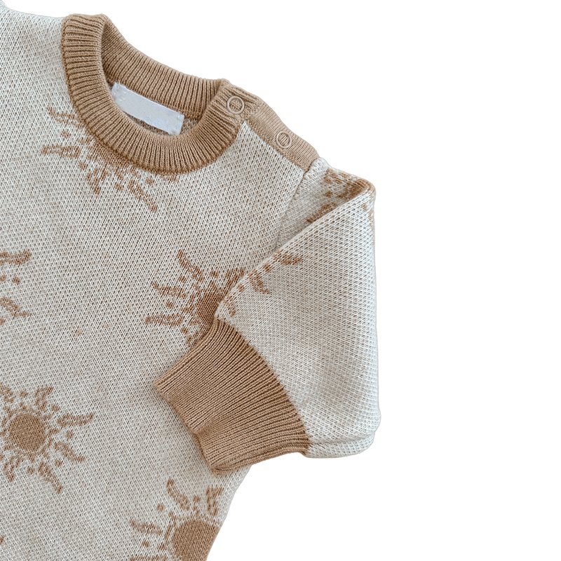 Custom Logo Autumn Newborn Baby Knit Sweater Playsuit Infant Knitted Sweater Romper Kids Girl Solid Color Bodysuit