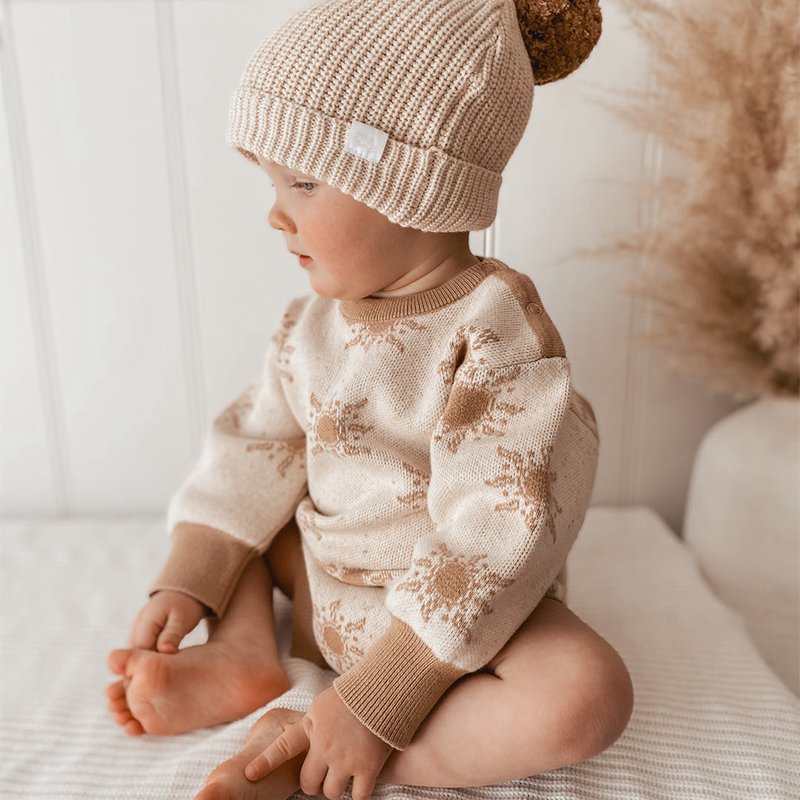Custom Logo Autumn Newborn Baby Knit Sweater Playsuit Infant Knitted Sweater Romper Kids Girl Solid Color Bodysuit