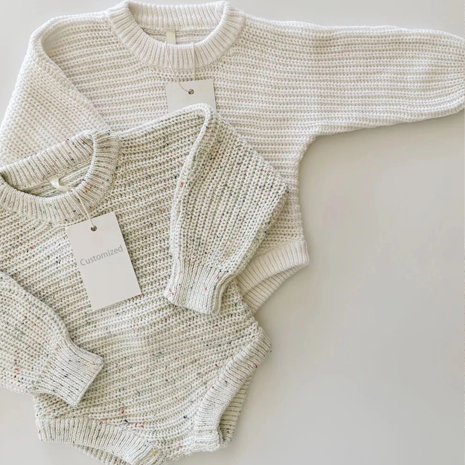 2024 DYB Custom Boutique Casual Unisex Baby Toddler Sweater Long Sleeves Striped Knitted Chunky Knit Onesie Romper