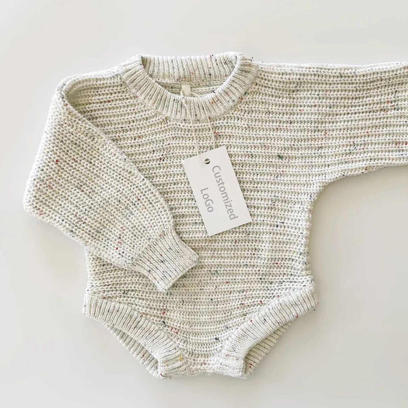 2024 DYB Custom Boutique Casual Unisex Baby Toddler Sweater Long Sleeves Striped Knitted Chunky Knit Onesie Romper